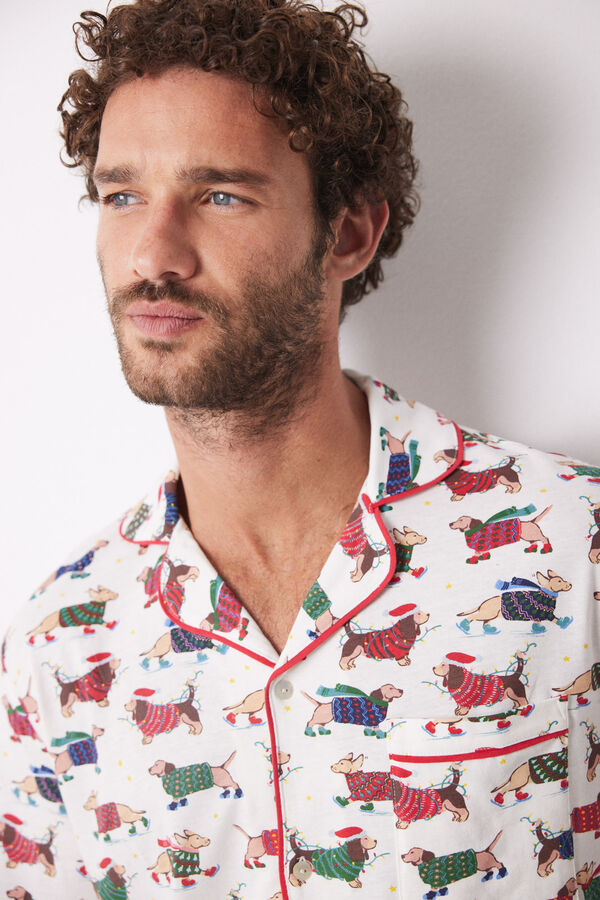 Women'secret Pijama masculino com camisa colorida para cachorro 100% algod&atilde;o estampado