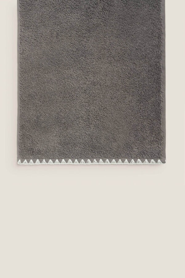 Textura Toalla tocador pespunte decorativo algod&oacute;n 30x50cm. gris