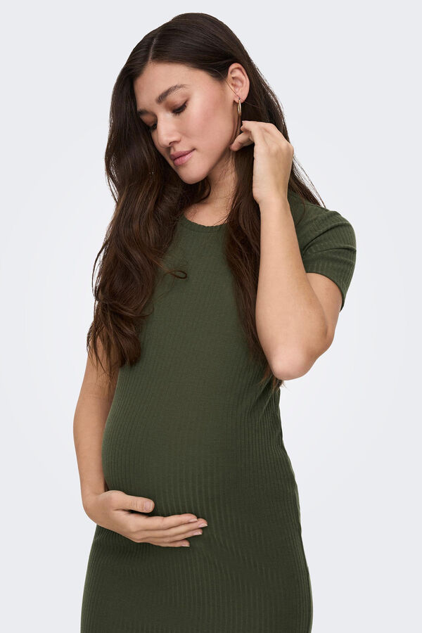 Only Maternity Vestido midi manga curta maternity verde