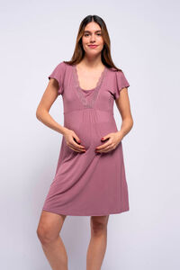 Ohma! Camisón de lactancia manga corta con encaje