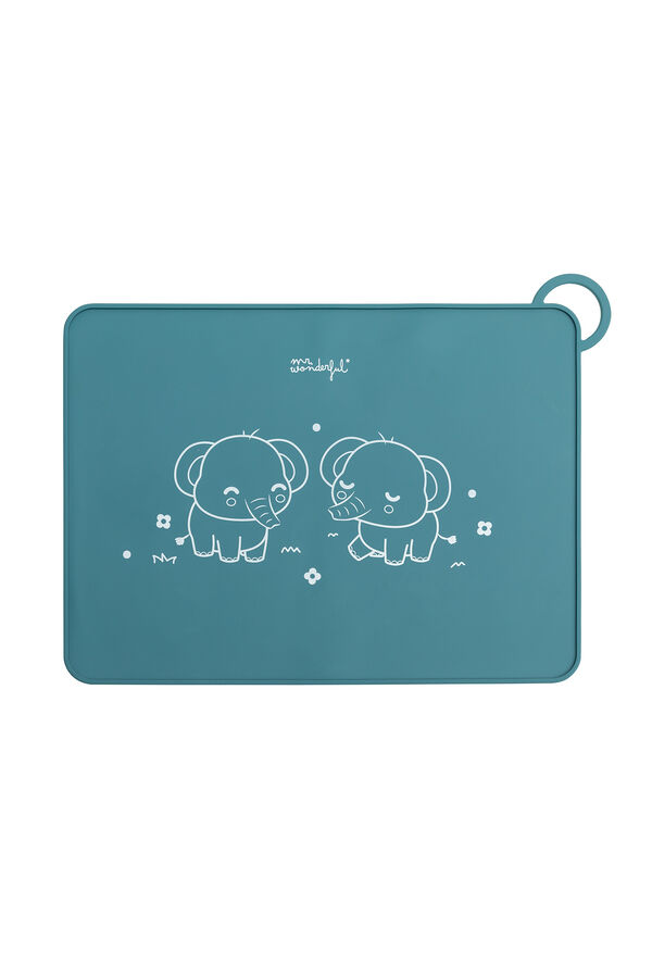 Mr. Wonderful Individual de mesa de silicone para bebês - Elefante azul estampado