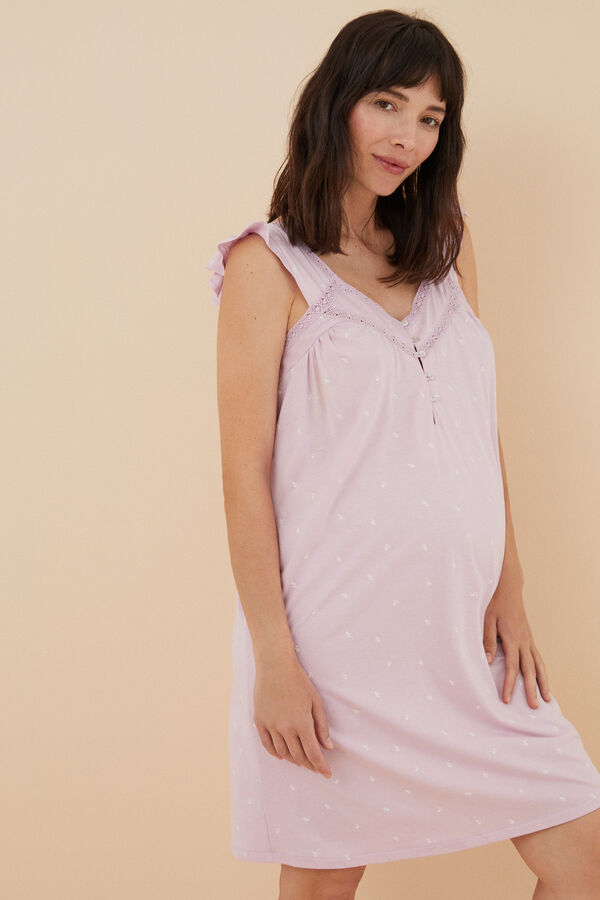Womensecret Camisón maternity algodón lila rosa