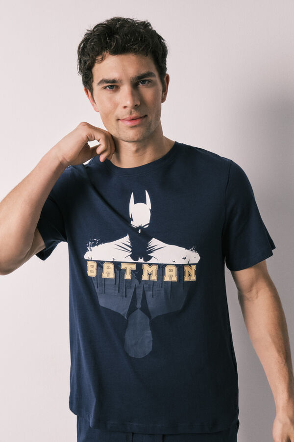 Women'secret Pijama curto de homem em algod&atilde;o Batman azul