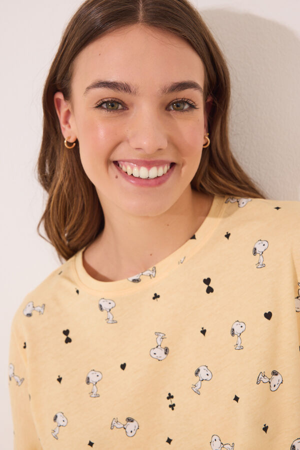 Women'secret Pijama largo 100% algod&oacute;n Snoopy amarillo amarillo