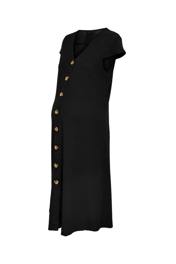 Only Maternity Vestido midi maternity con botones negro