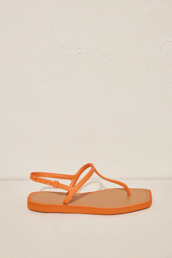 Women'secret Sandalias planas 100% mojables naranja