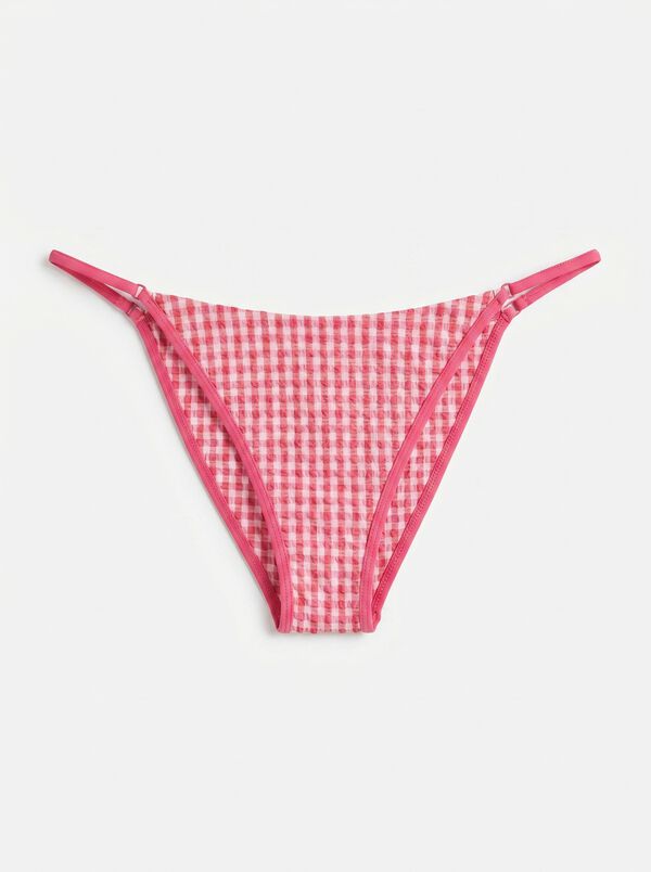 Women'secret Cueca de biqu&iacute;ni brasileira efeito U estampado vichy rosa rosa