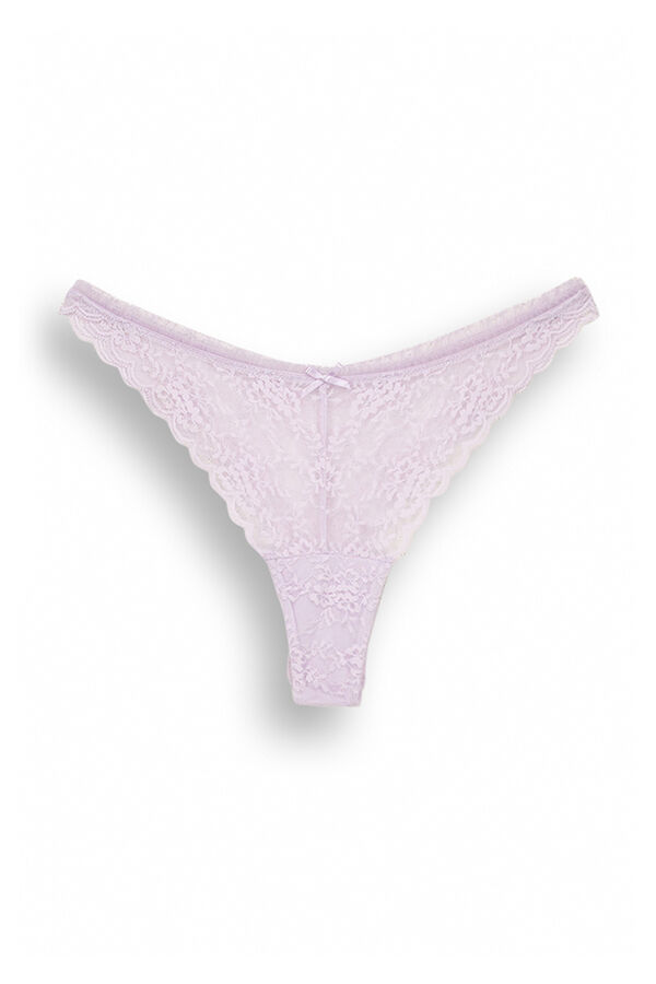 Women'secret Tanga cl&aacute;sica encaje lila morado/lila