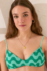 Women'secret Top biquíni triangular com estampado geométrica verde verde