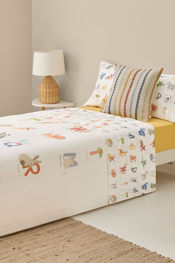 Textura Capa de edredão com estampado de dinossauro branco