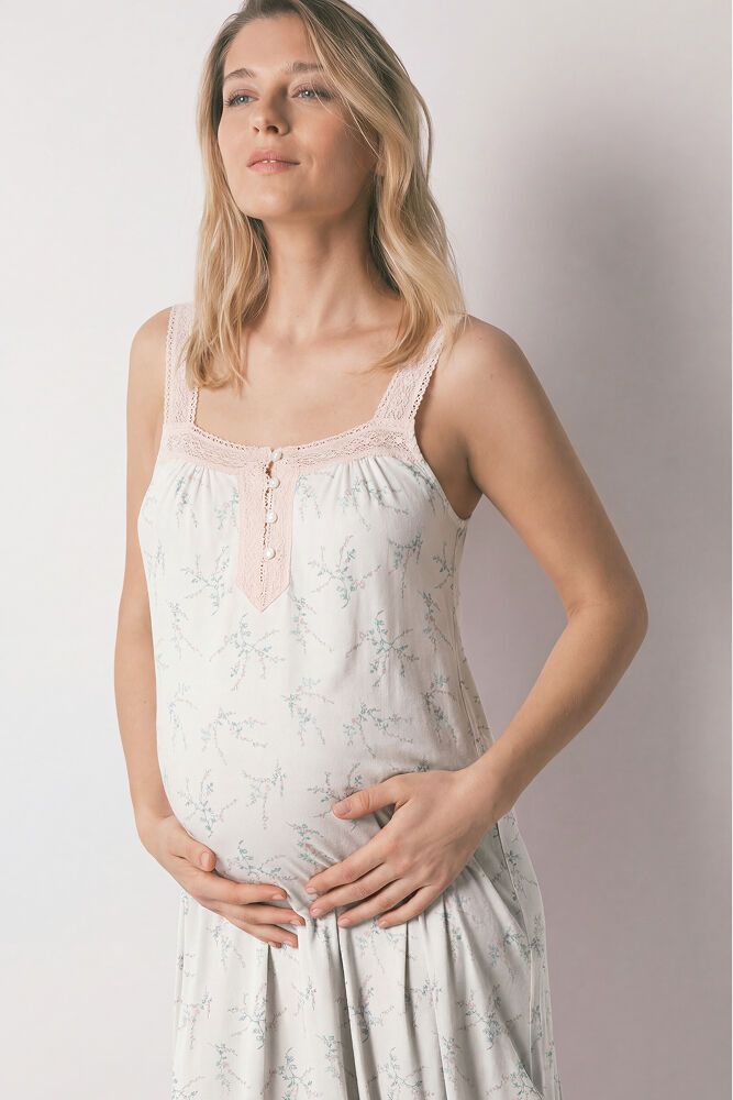 Women'secret Camisa de dormir curta maternity em algod&atilde;o estampado flores
