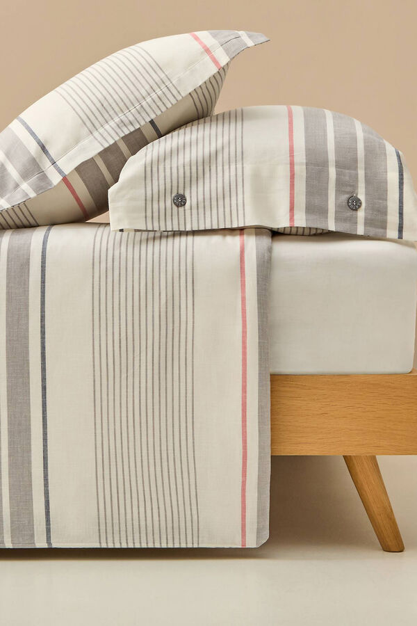 Textura Capa nórdica algodão riscas cinzento