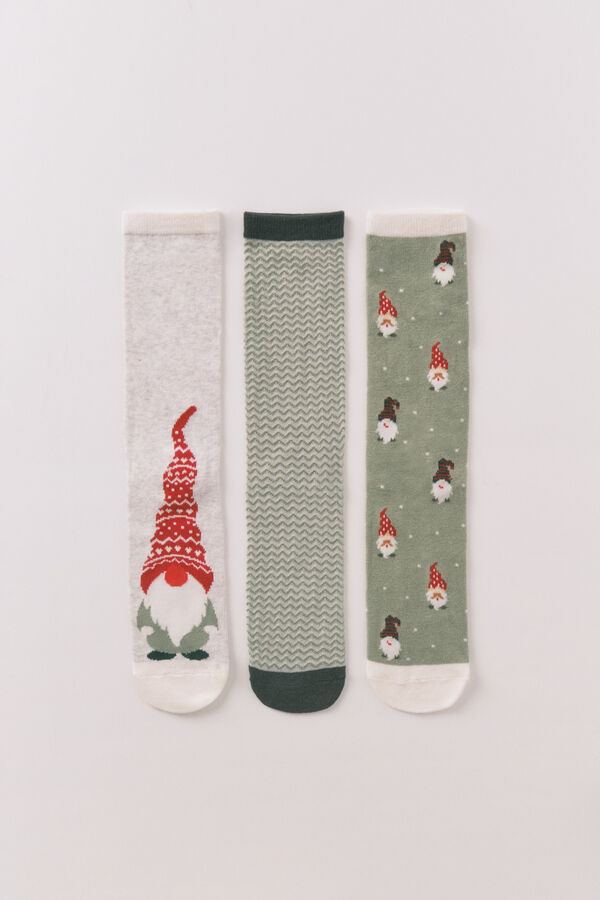 Women'secret Pack 3 calcetines largos algod&oacute;n gnomos verde