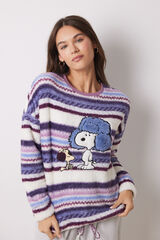 Women'secret Pijama largo terciopelo rayas Snoopy estampado