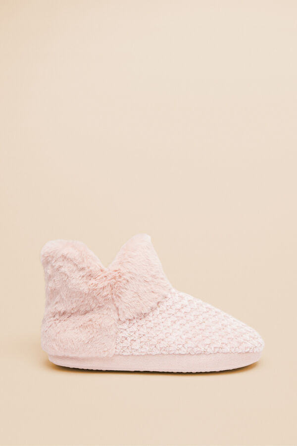 Women'secret Pantufas com pelo cor-de-rosa rosa