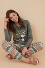 Women'secret Pijama 100% algod&oacute;n Snoopy verde verde