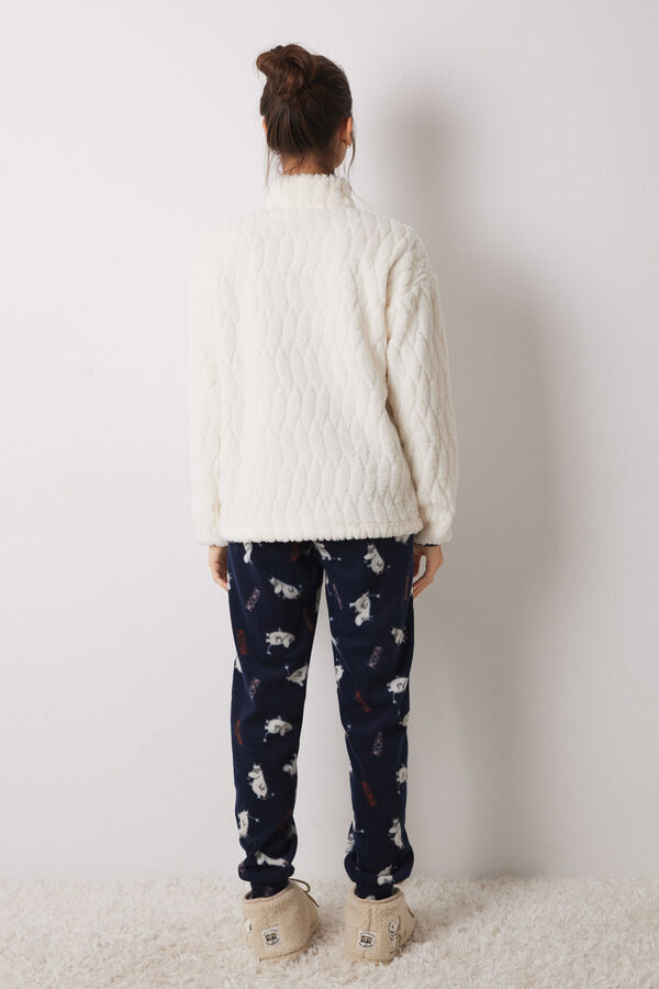 Women'secret Pijama largo borreguito polar Moomin marfil