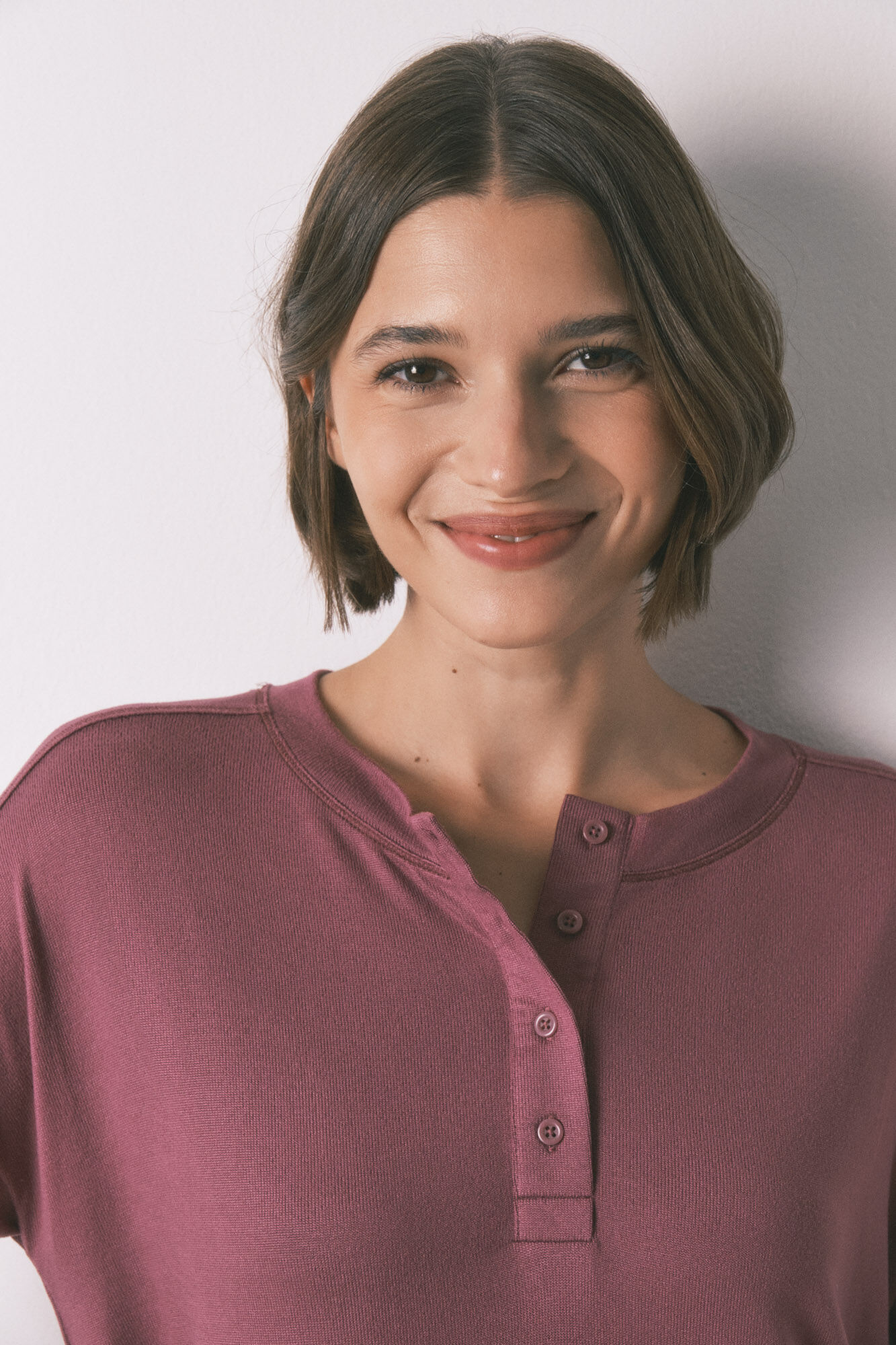 Women'secret Camiseta holgada manga larga granate