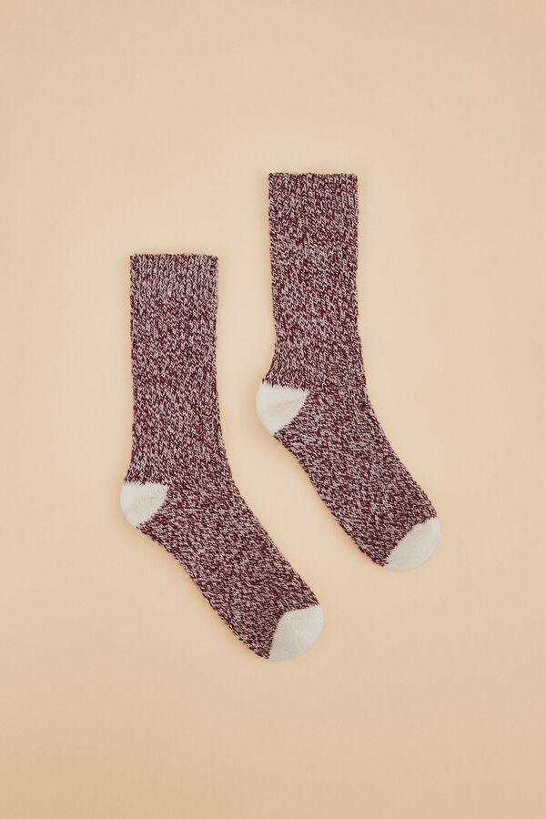 Women'secret Calcetines medios textura rojo beige