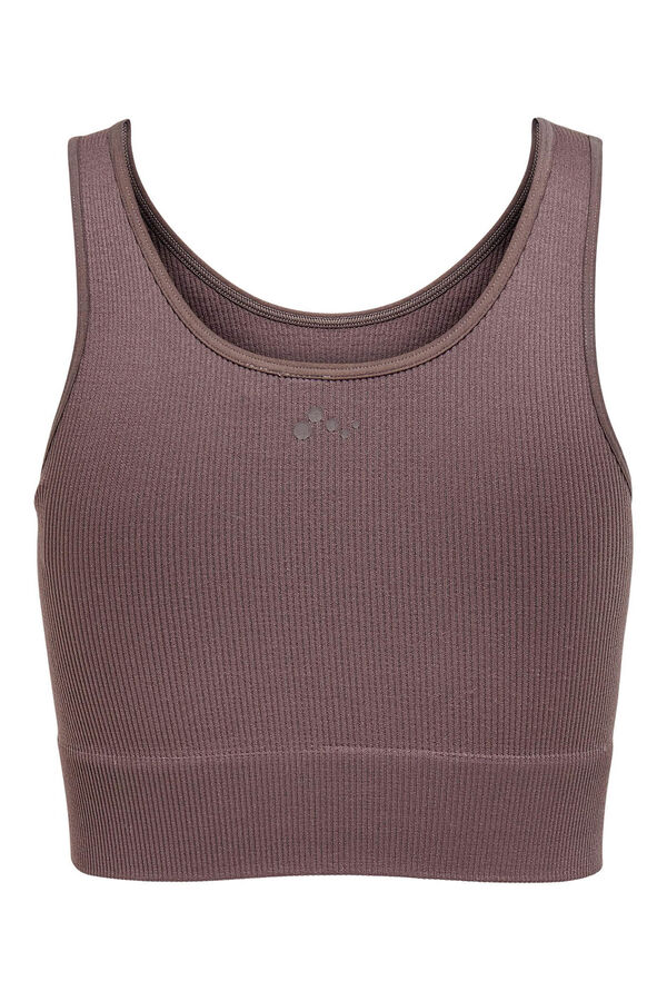 Only Play Top tecido canelado cinzento