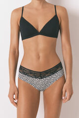 Women'secret Braga ancha algod&oacute;n estampada encaje negro negro