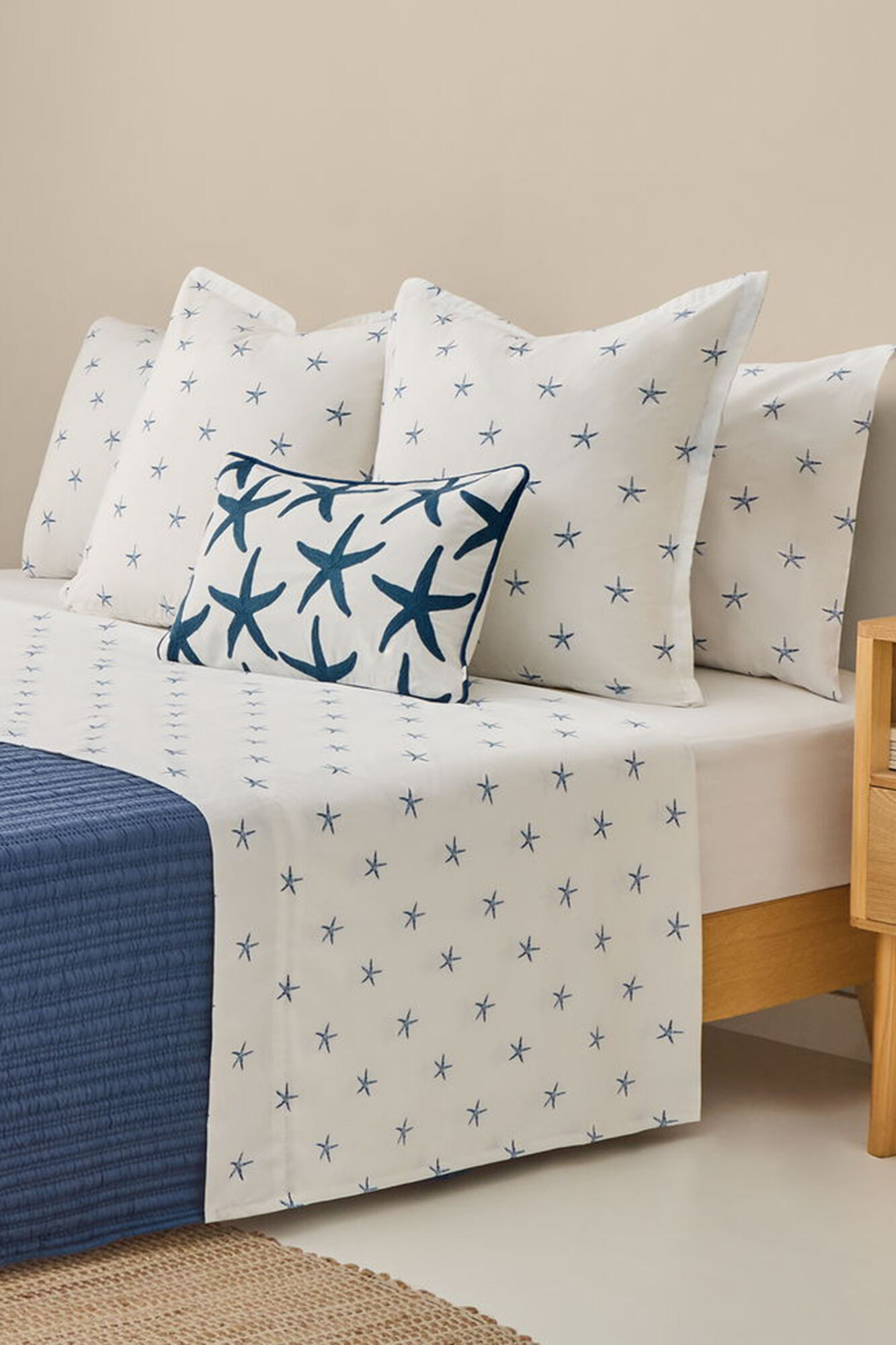 Textura S&aacute;bana algod&oacute;n estrellas de mar