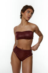 Black Limba Braga bikini brasile&ntilde;a de tiro alto efecto brillo Patty Copper marr&oacute;n