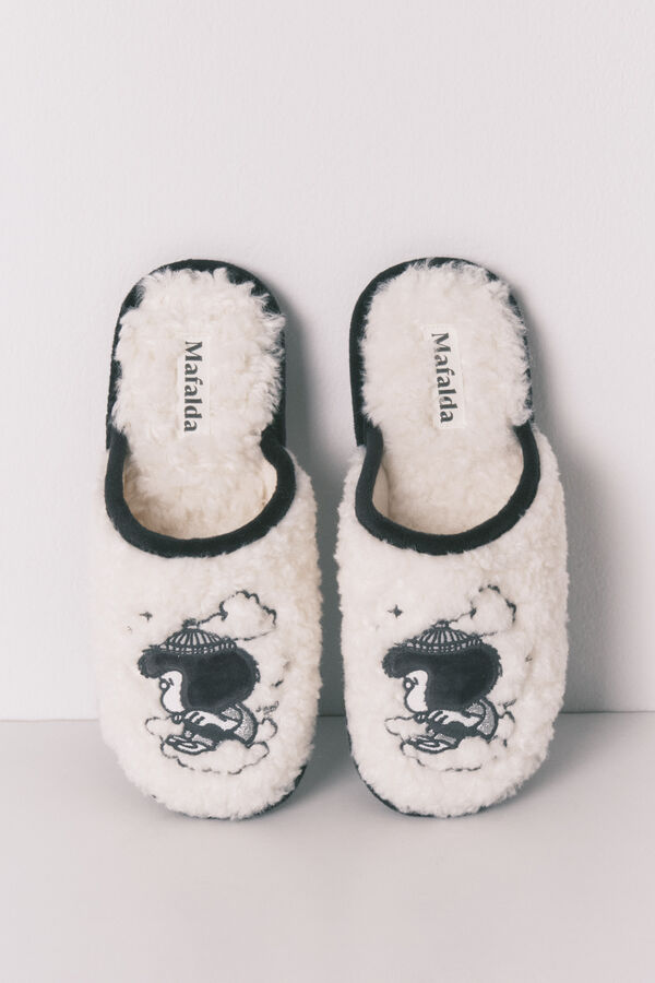 Women'secret Chinelos de quarto em borrego cinza Mafalda bege