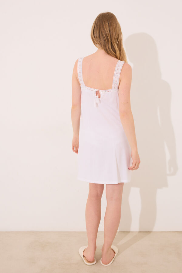 Women'secret Camisa de dormir curta "maternity" em renda branca bege