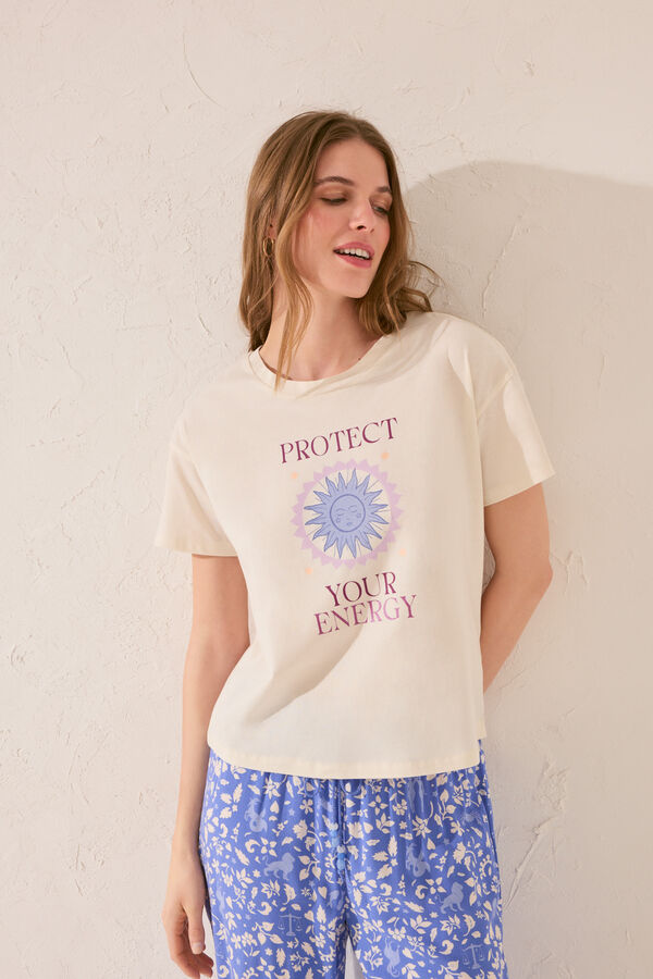 Women'secret Camiseta manga corta algod&oacute;n marfil marfil