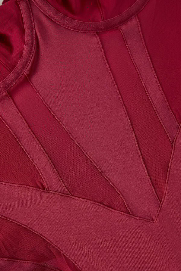 Trendyol Body rojo con detalles microtul burdeos