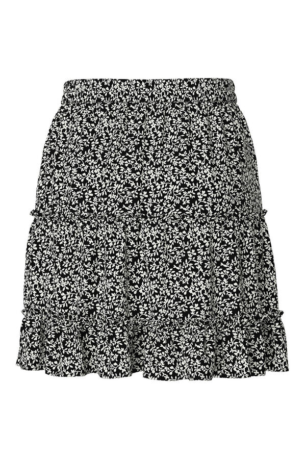 Pieces Saia curta floral preto