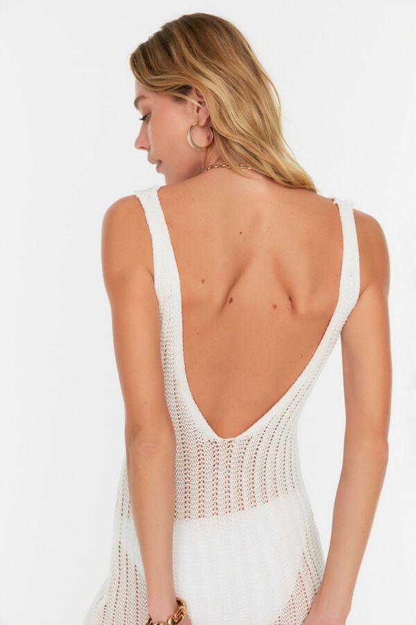 Trendyol Vestido midi de malha sem mangas bege