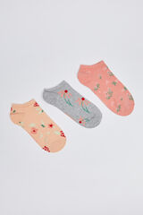 Womensecret Pack 3 calcetines cortos algodón flores estampado
