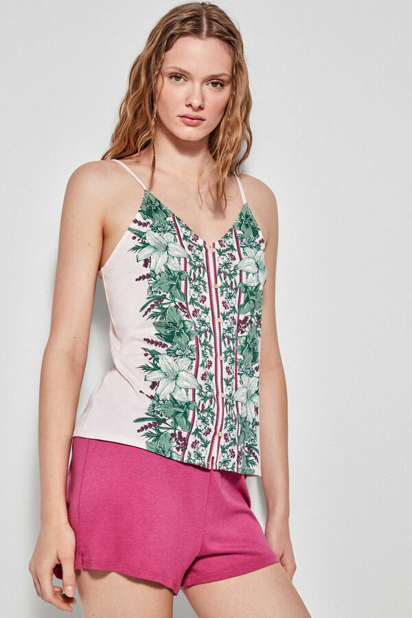 Gisela Pijama curto com camisola estampada branco