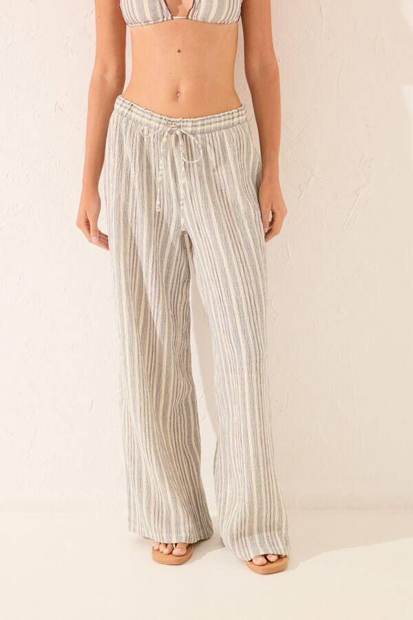 Women'secret Pantal&oacute;n largo raya tejida gris gris