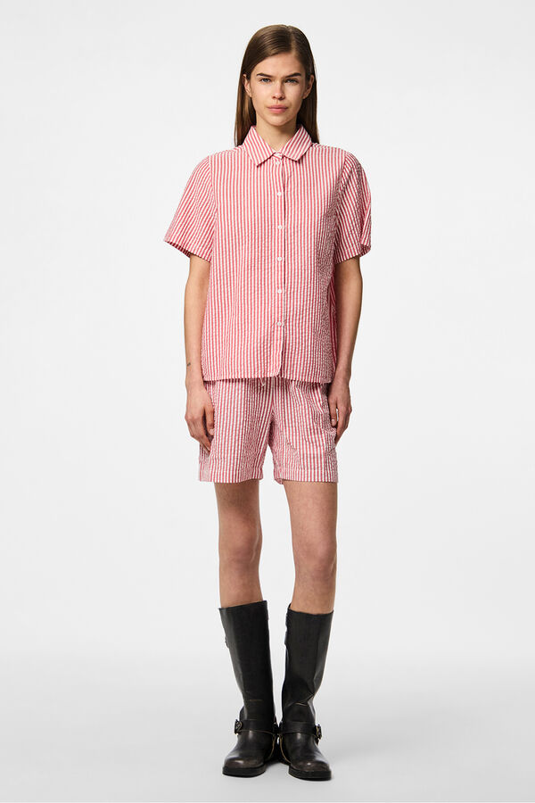 Pieces Shorts riscas vermelho