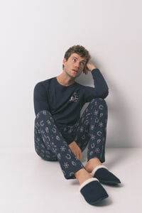 Women'secret Zapatillas casa hombre textura azul