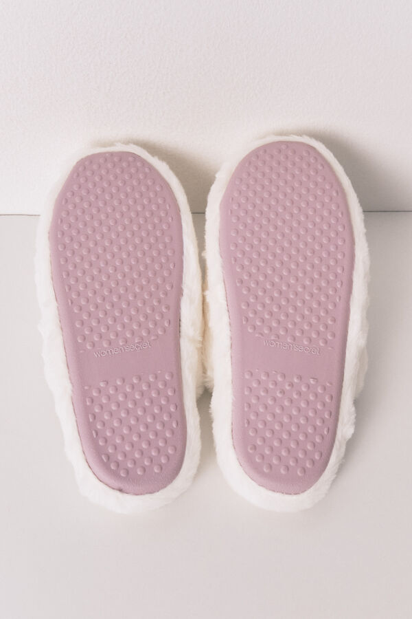 Women'secret Zapatillas casa La Vecina Rubia mocas&iacute;n pelo marfil