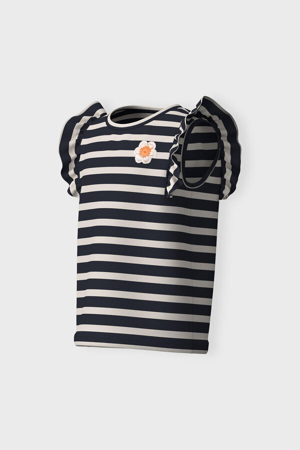 Name it T-shirt menina sem mangas &agrave;s riscas azul