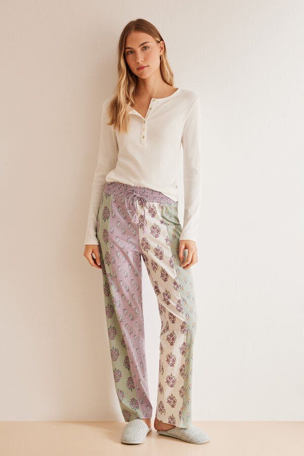 Women'secret Pantal&oacute;n pijama largo 100% algod&oacute;n patchwork estampado