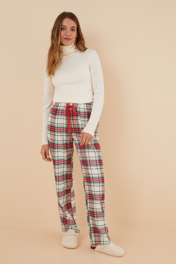 Women'secret Pantal&oacute;n pijama cuadros 100% algod&oacute;n rojo estampado