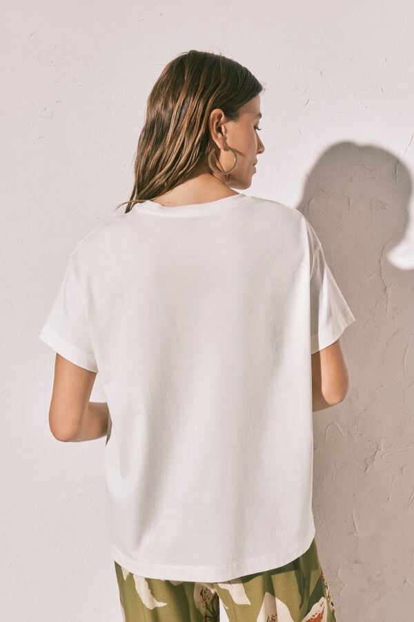 Women'secret T-shirt de manga curta em algod&atilde;o bege