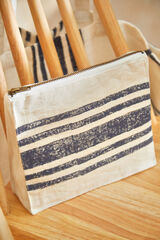 Calma House Neceser de lino estampado a rayas azules Lili azul