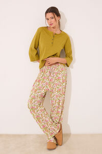 Women'secret Pantalón largo 100% algodón flores