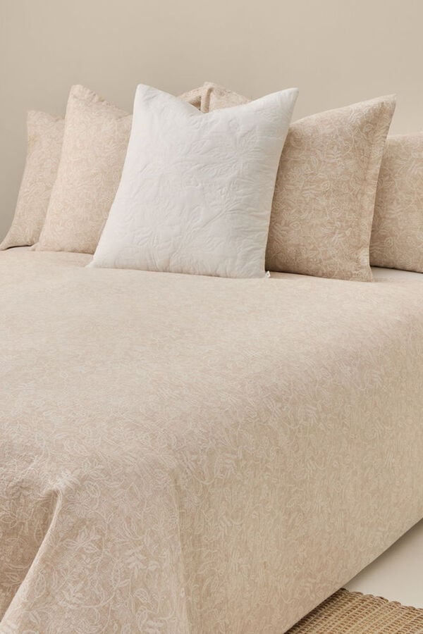 Textura Capa de edredão com estrutura floral bege