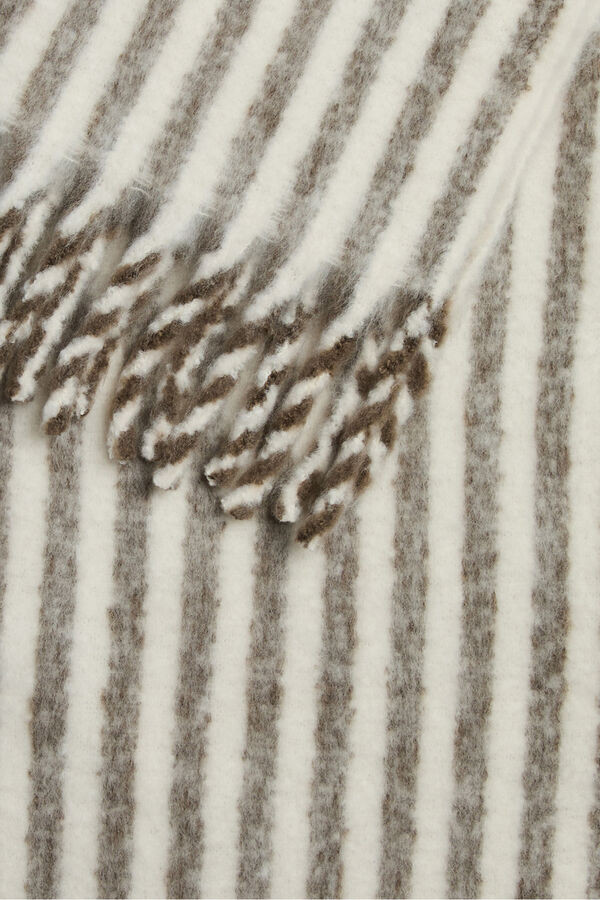 Pieces Bufanda Rayas Larga Flecos gris