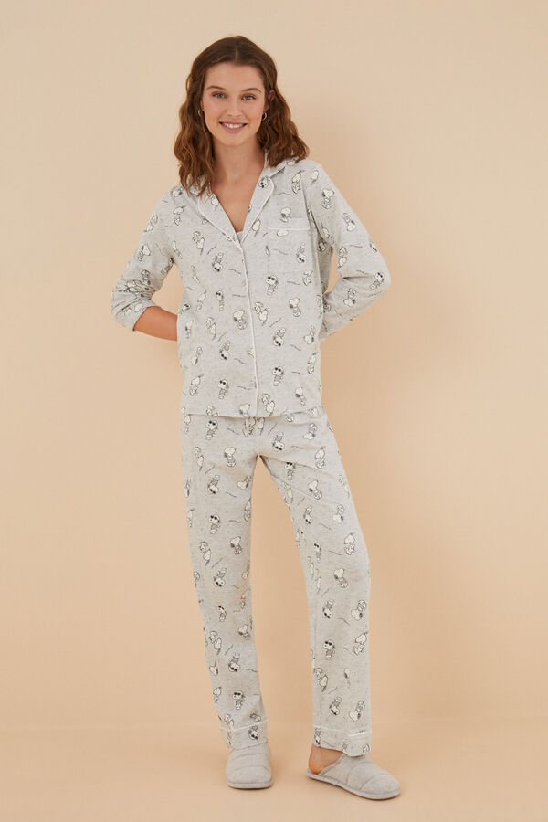 Women'secret Pijama largo camisero 100% algod&oacute;n Snoopy estampado