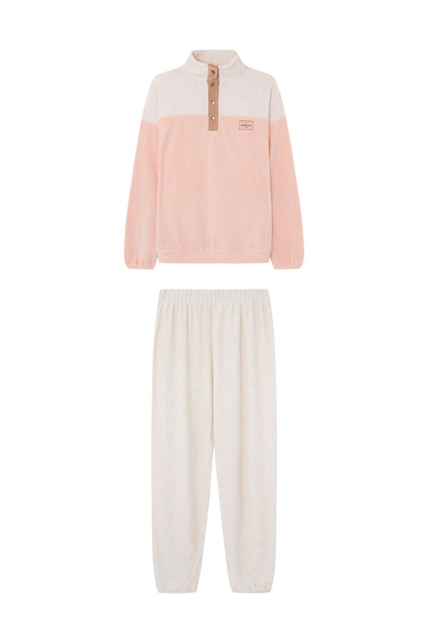 Women'secret Pijama comprido borrego e polar suave vermelho