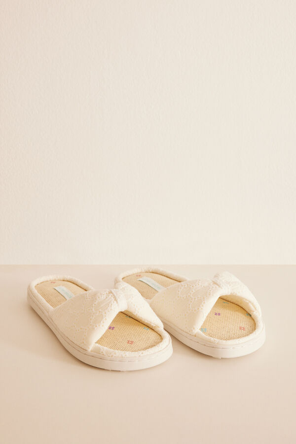 Women'secret T&ecirc;nis casa bordado branco cinzento